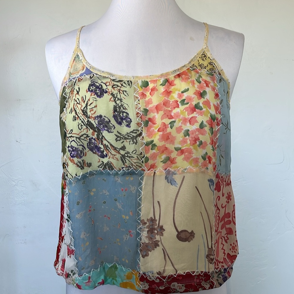 Sacred Threads Vintage Patch Work With Stitching Detail Fully Lined Tank Top